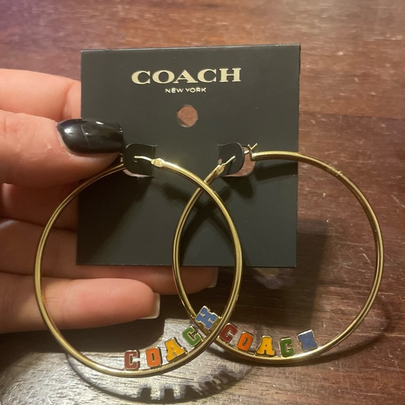 COACH Gold/Colorful Hoop Earrings BRAND NEW - Picture 2 of 2